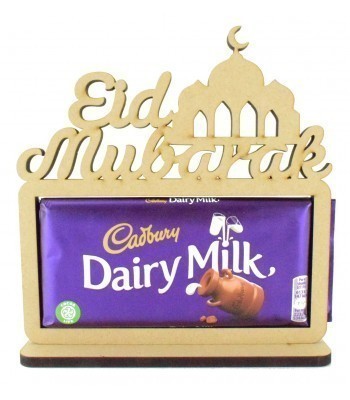 6mm 'Eid Mubarak' with a Temple. Cadbury Dairy Milk Chocolate Bar Holder on a Stand